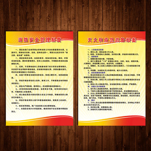消防安全管理制度牌宣传画挂图灭火和应急疏散预案墙贴纸VCH34