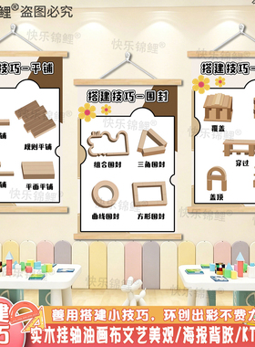 幼儿园建构区积木搭建墙面贴