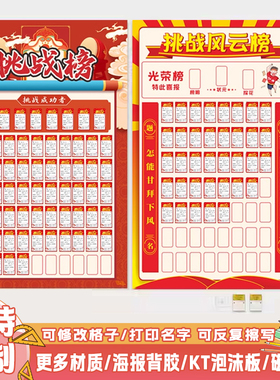 班级管理神器挑战风云榜高考教室文化布置中考学生目标卡学习墙贴