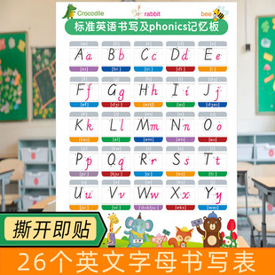 儿童启蒙小学生英语26个字母表大小写标准书写挂图墙贴纸教具新盈