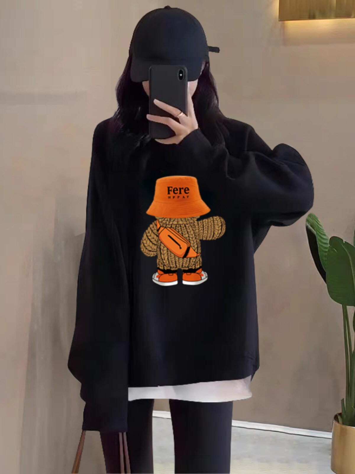 假两件圆领卫衣女装2025秋冬新款韩版宽松中长款加绒加厚无帽上衣