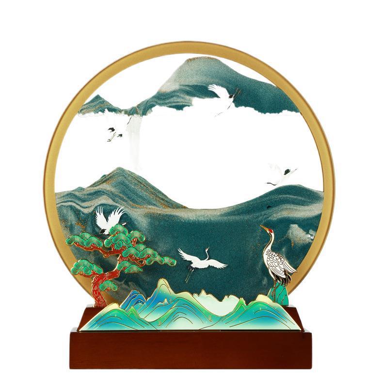 一品青云流沙画摆件高级感创意沙漏客厅办公室装饰保险开门红礼品