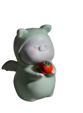 诸事大吉可爱小猪摆件卡通桌面茶室家居软装饰品招财礼品瓷