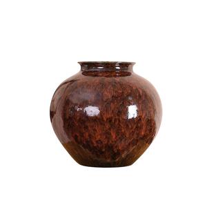 侘寂风窑变釉陶瓷鎏金复古宋代美学花瓶家居酒店干花可水培插花器