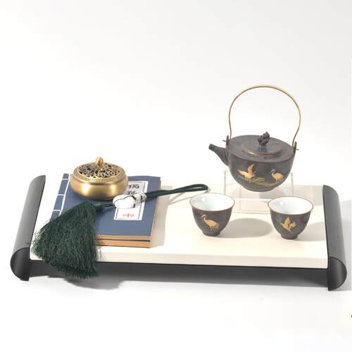 新中式茶具茶壶套装组合软装饰品样板间家居卧室茶室酒店托盘摆件