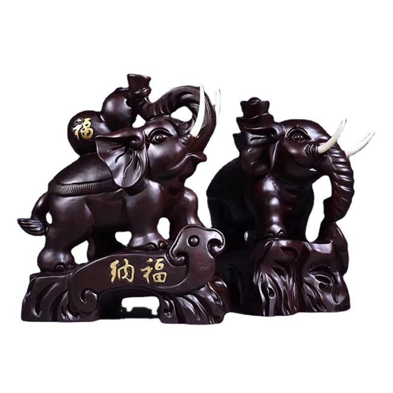 家居饰品红木大象摆件木质雕刻工艺品招财大象非洲花梨红檀吉象