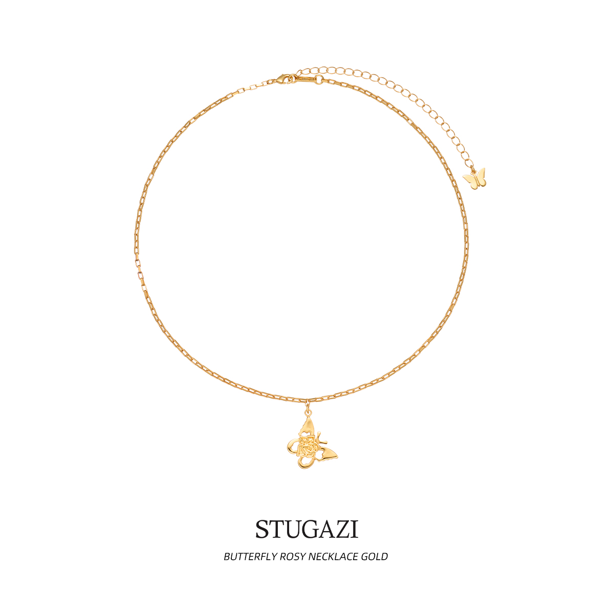 stugazi蝴蝶玫瑰项链十字链