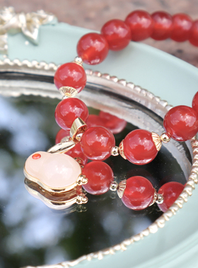 天然玛瑙和田玉兔子转运手串手链