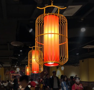 铁艺鸟笼灯吊灯新中式古典创意落地鸟笼灯茶楼酒店餐厅工程红灯笼