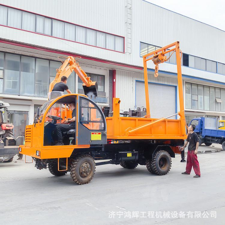 挖墓坑下棺龙门吊随车挖 建筑吊挖一体四驱车 农村基础建设两头忙