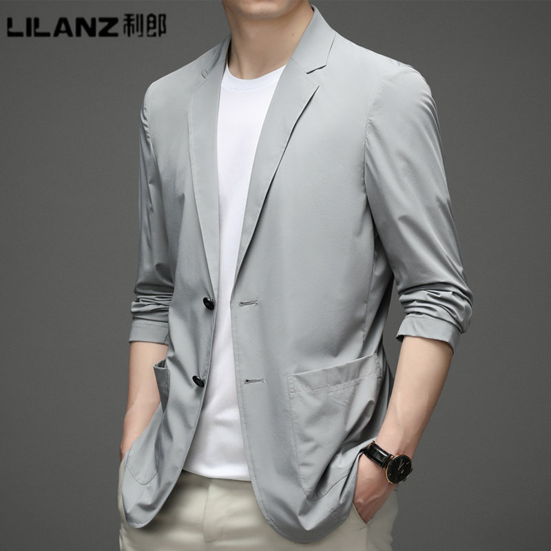 利郎男装春秋季休闲西服男士时尚休闲薄款透气舒适免烫西装外套潮