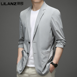 利郎男装春秋季休闲西服男士时尚休闲薄款透气舒适免烫西装外套潮