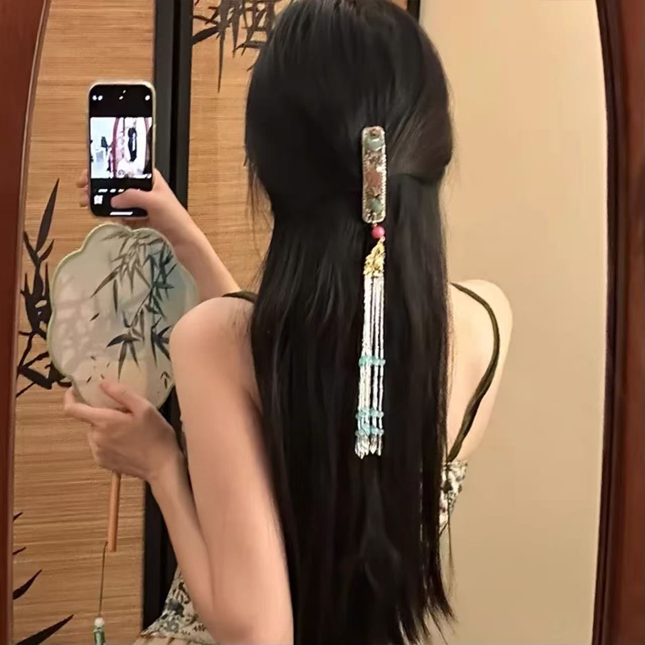 「萧萧如竹」新中式长款流苏发夹