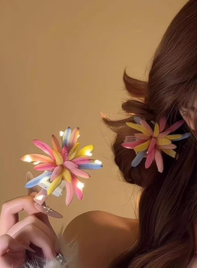 绚丽烟花～会发光的扭扭棒彩色烟花发夹2025新年节日侧边夹头饰女
