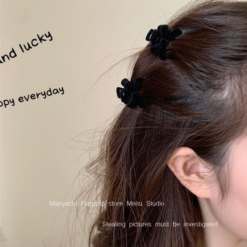 發飾高級感絲絨蝴蝶結抓夾小眾