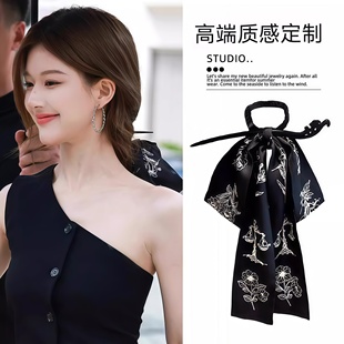 许我耀眼赵露思许妍同款 国风印花发簪飘带头绳旗袍盘发簪子 新中式