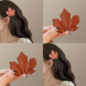 秋风落叶！立体枫叶发夹！新款百搭刘海夹设计感边夹盘发器碎发夹