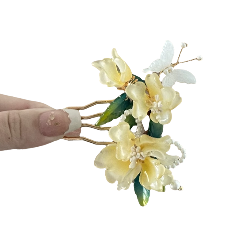 桂花与蝴蝶旅行发卡精致花朵