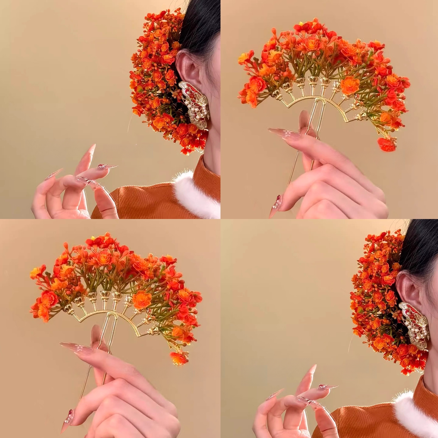 「橘洲花海」满天星花朵发钗簪花