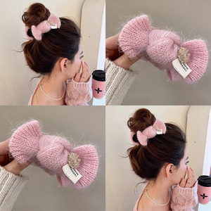 抓夹盘发器头饰毛线蝴蝶结发夹