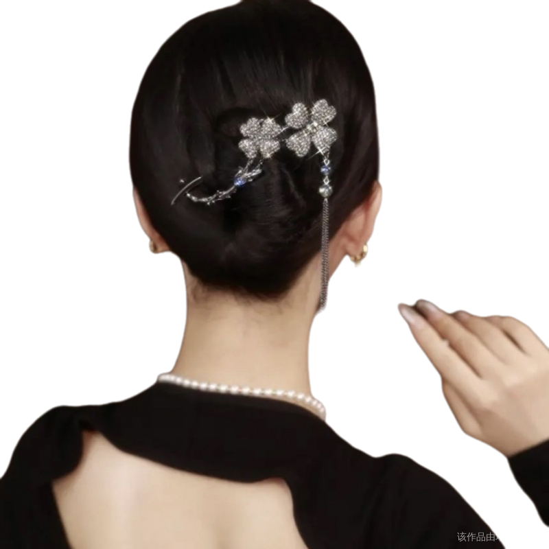 优雅发扣后脑勺夹子流苏发夹青