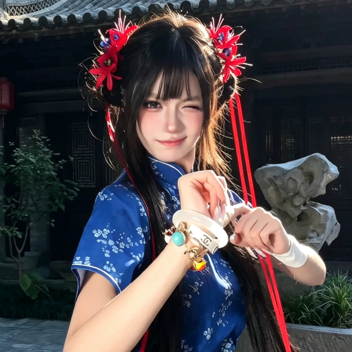 武林天骄!红色彼岸花飘带发簪