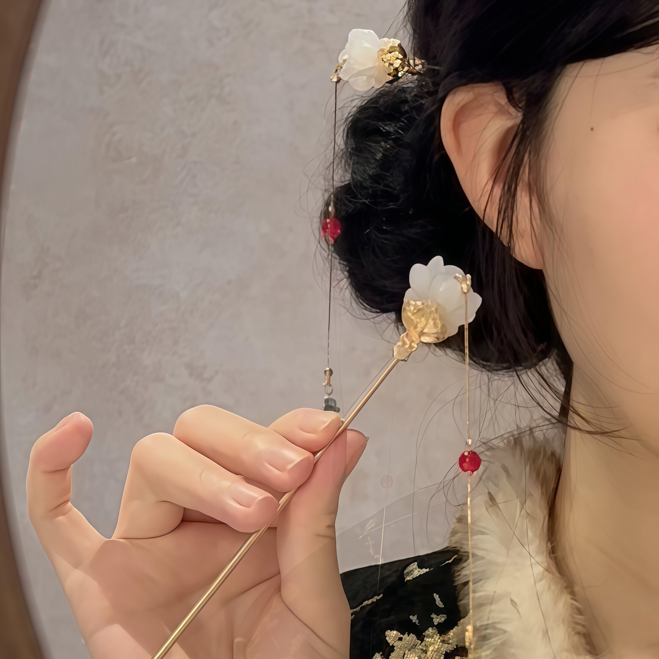 行秋子｜新中式白玉流苏发簪清冷感古风简约高级感汉服盘发头钗