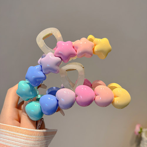 糖果色星星发夹后脑勺盘发抓夹女