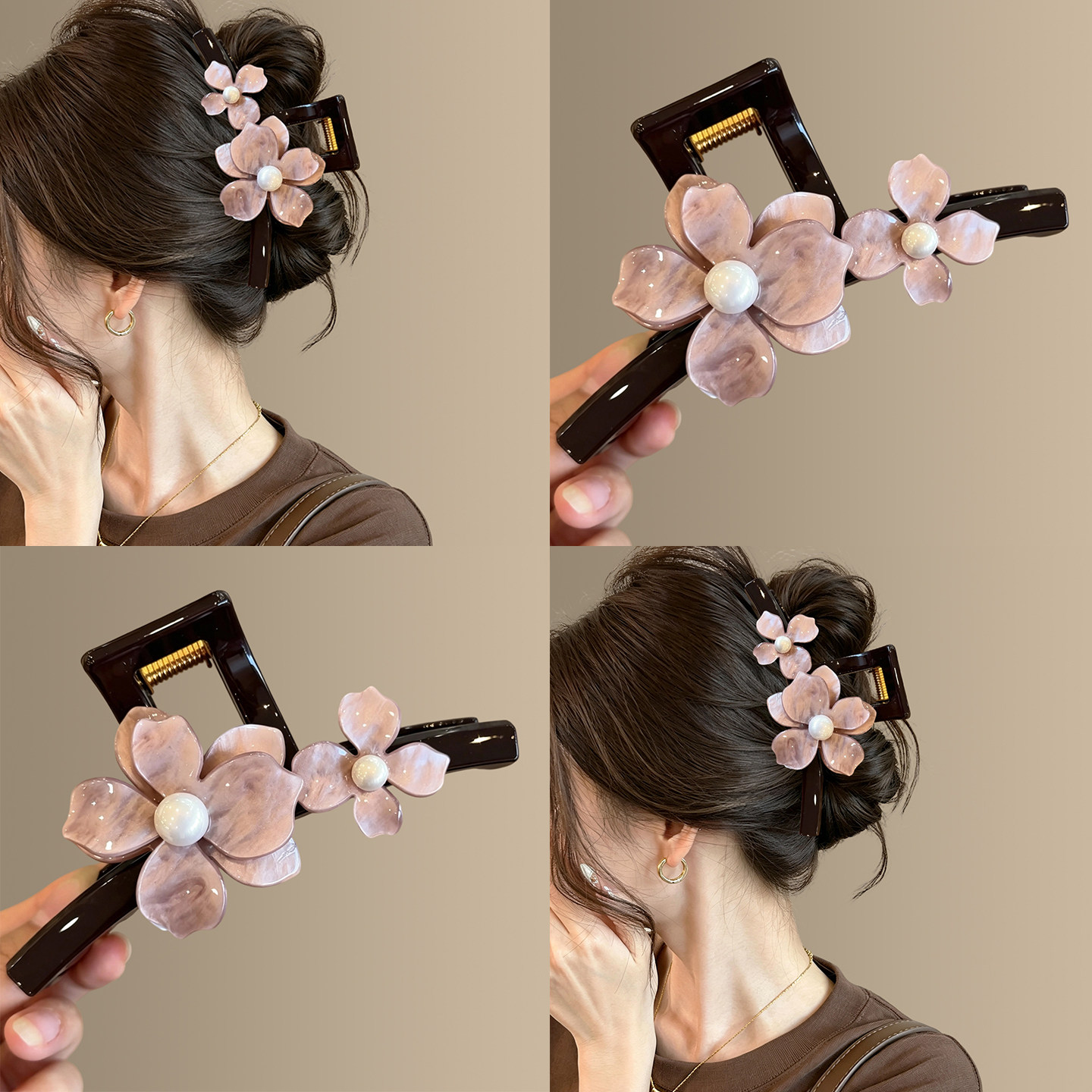 四季花樱~超仙粉色醋酸花朵抓夹