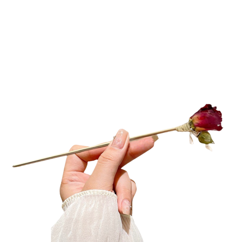 晚霞珍珠玫瑰发簪古风高级感发饰