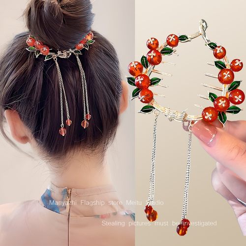 柿柿丸子头发卡发饰女后脑勺抓夹