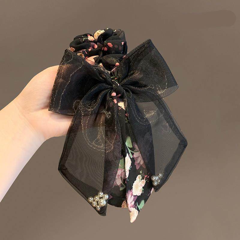 法式級感發繩丸子頭飄帶頭繩