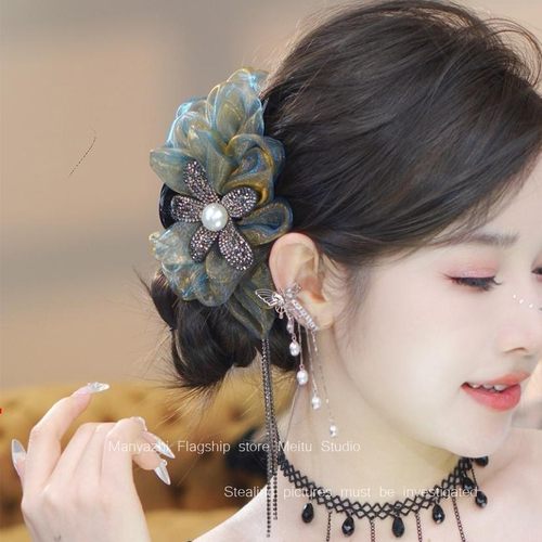 欧根后脑勺抓夹女头饰新款显发量