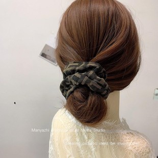 高级感气质丸子头~头绳皮筋扎头发绳低马尾发饰优雅大肠发圈头花