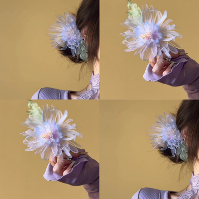 超仙紫蓝色牡丹花发夹