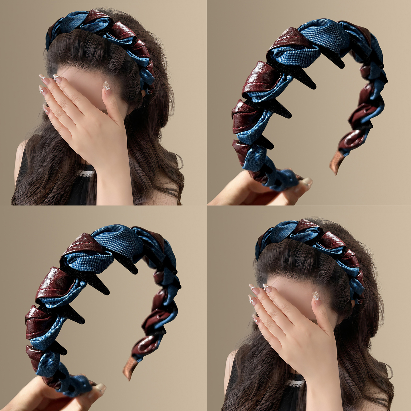 牧野游记~复古红蓝撞色带齿发箍