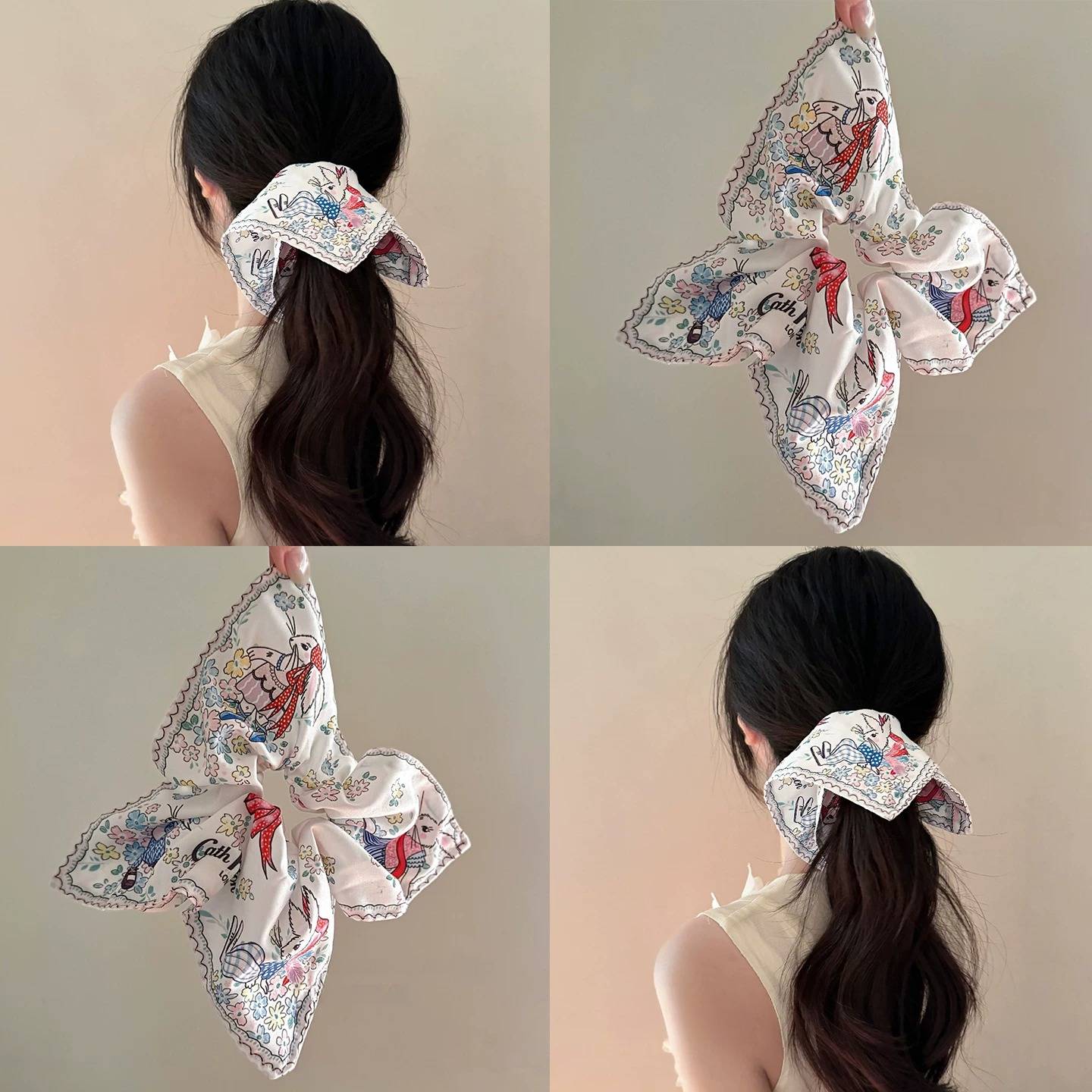 【兔子小姐】法式小白兔碎花发圈
