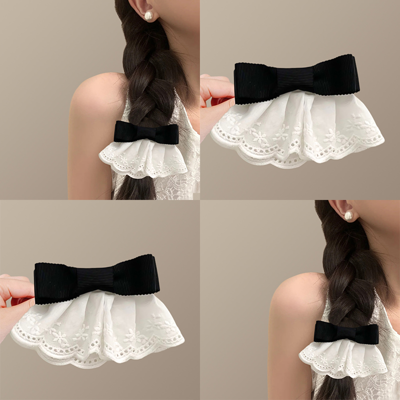 「裙摆」法式少女系列｜蕾丝蝴蝶结发夹刘海夹后脑勺头饰边夹顶夹