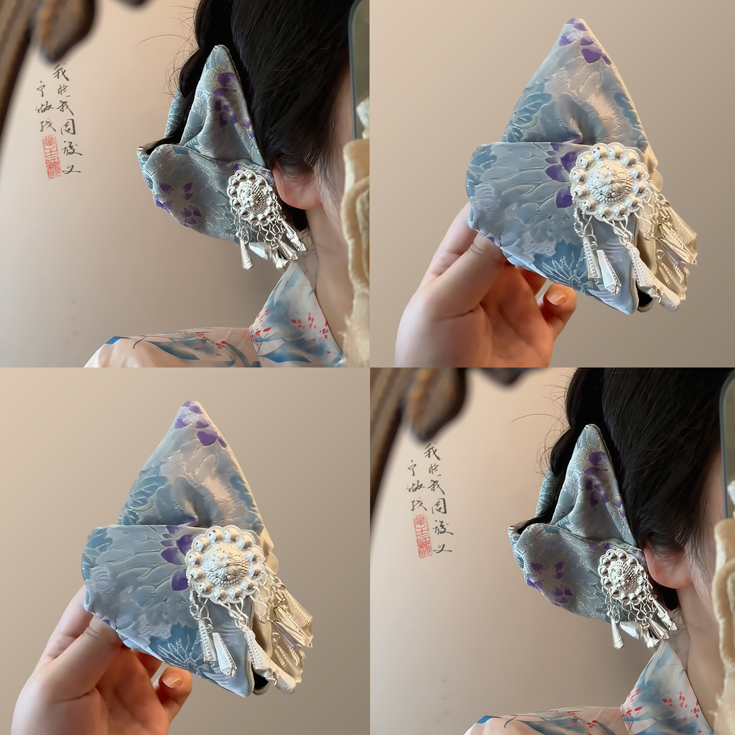 「云亭锦」古风壮锦紫色莲花抓夹