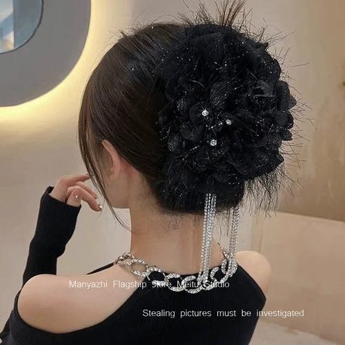 抓夹鲨鱼夹头饰蓬松显发量流苏