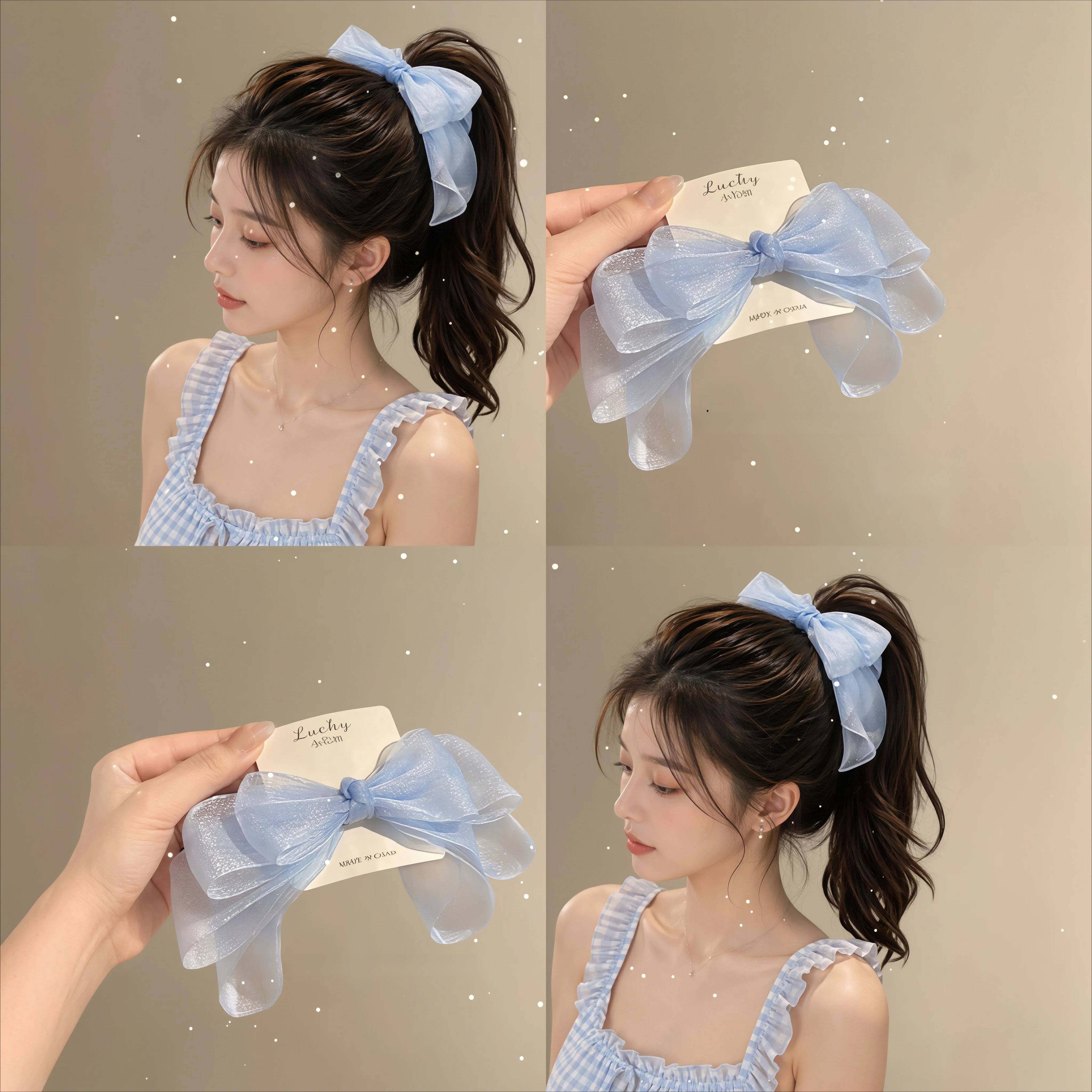 夏日清爽~细闪仙美蝴蝶结发圈~