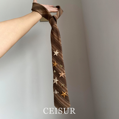 「土系海星原创」美拉德条纹领带
