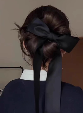发量少快试试这个！死手快学啊！拿捏氛围感~黑色芭蕾蝴蝶结发夹