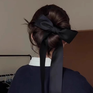 发量少快试试这个！死手快学啊！拿捏氛围感~黑色芭蕾蝴蝶结发夹