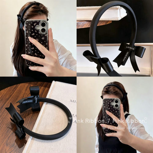 千金感~小黑裙蝴蝶结缎面发箍女