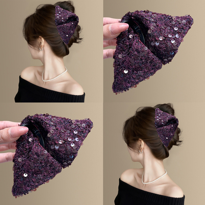 《芙罗曼语》小香风毛呢亮片抓夹