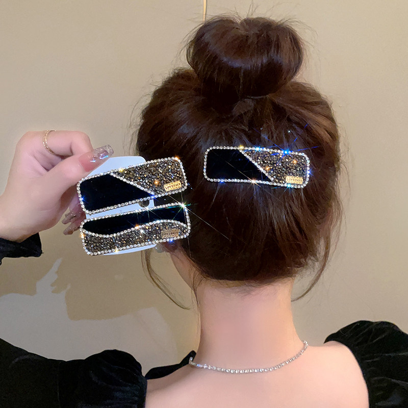 小香風絲絨水鉆發夾女劉海bb夾