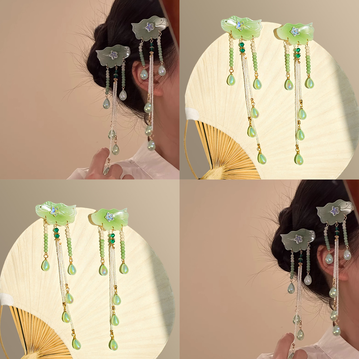 輕輕小荷！新中式荷葉流蘇發夾