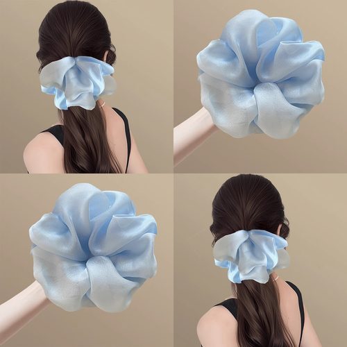 蓝雾晚风！清新甜美网纱大肠发圈