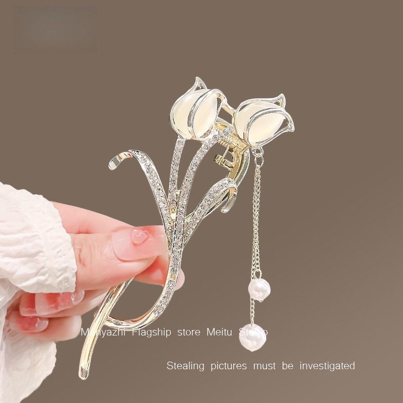 高級感發夾后腦勺抓夾郁金香新款